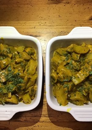 Une photo de Cassolettes de blettes et champignons à la crème de curcuma