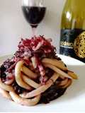 Troccoli radicchio e gorgonzola con riduzione al vino rosso