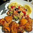 BBQ csirkeszárny zöldséges bulgur salátával