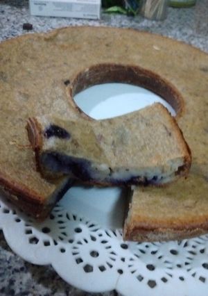 Una foto de Budín de banana y arándanos con el bagazo de avena
