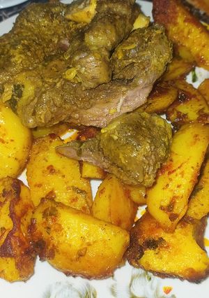 صورة لوصفة بطاطا ماريني مع لحم مفور طايب زبدة