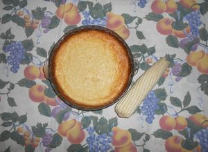 Una foto de Pay de queso y elote