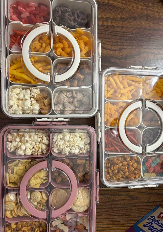 A picture of State testing snackle boxes.