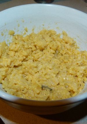 A picture of Double truffle risotto .
