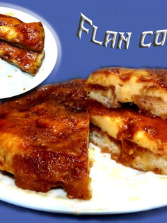 Una foto de Flan con pan al microondas