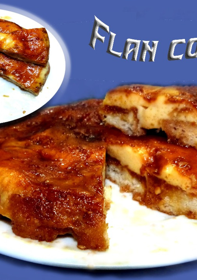 Una foto de Flan con pan al microondas