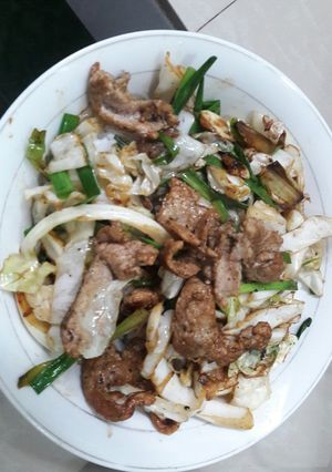 Hình của món Bắp cải xào thịt.
