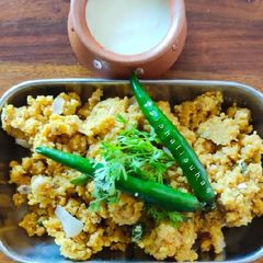 Ukadpendi / उकडपेंडी (maharashtrian wheat Upma) A picture of Ukadpendi / उकडपेंडी (maharashtrian wheat Upma).