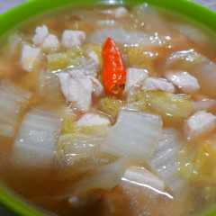 A picture of Ayam Sawi Kuah bumbu Saus Tiram.