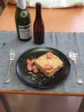 Risotto de merluza y gambas con champán