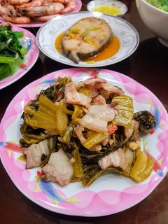 Hình của món Dưa cải muối xào ba chỉ.