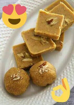 बेसन नारियल बर्फी लड्डू (Besan Nariyal Barfi Laddoo recipe in hindi) रेसिपी मुख्य फोटो