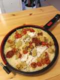 Gallineta con basmati y tomates cherry, fácil y rápido