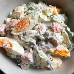 A picture of Canned Salmon & Boiled Egg Potato Salad.