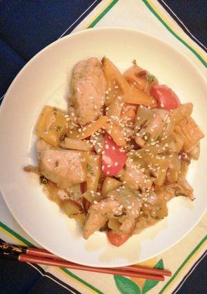 Una foto de Pollo en salsa agridulce