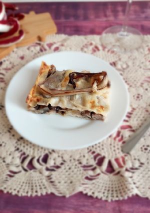 A picture of Lasagna with Radicchio and Sausage.