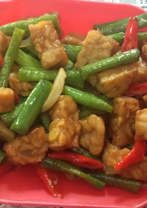 Foto resep Tumis tempe kacang panjang