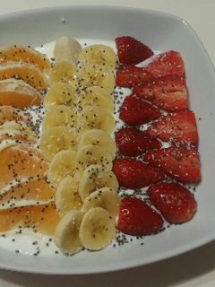 Una foto de Macedonia en base de queso batido