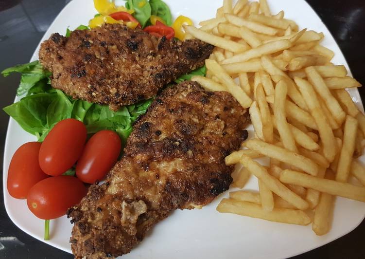 Pork Steaks covered in a linseed,pumpkin seeds π