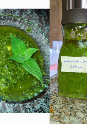 A picture of Homemade Pesto Sauce.