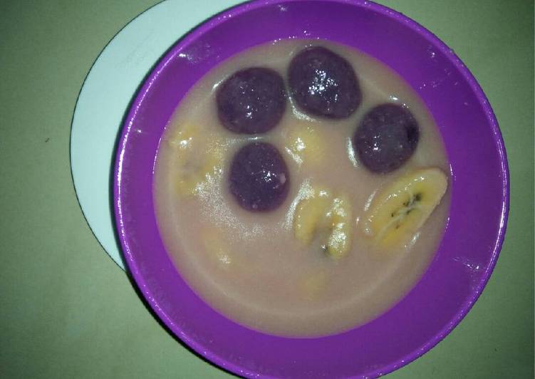 Kolak biji salak ubi ungu (candil) + pisang
