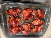 A picture of baked bbq chicken