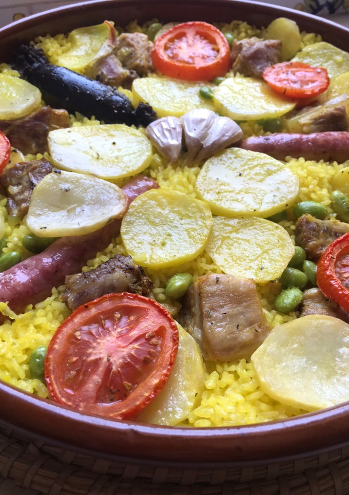Una foto de Arroz al horno tradicional, pero con edamame!!!