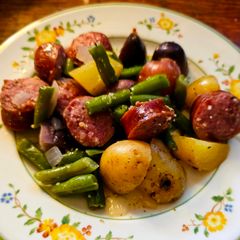 A picture of Kielbasa Potato Green Bean Bake.