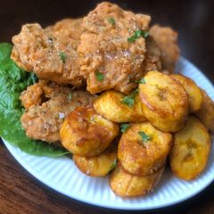A picture of *EASY* Vegan “salt fish” Fritter.