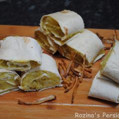 A picture of Persian mashed potato wrap.
