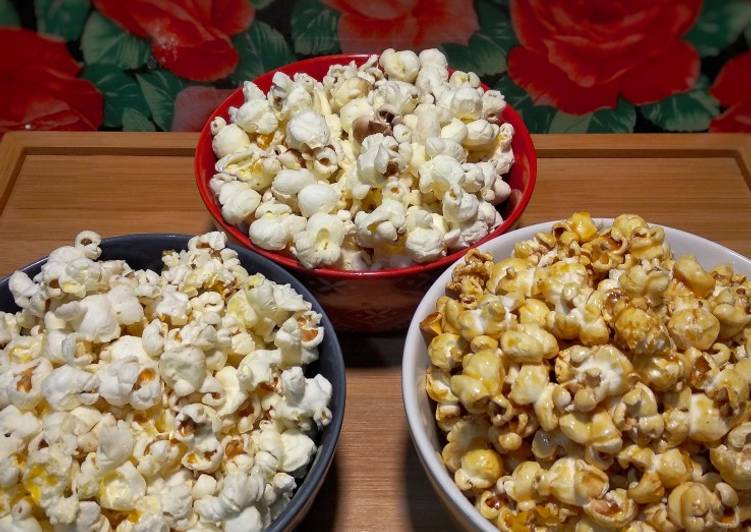 Homemade Popcorn Tiga Rasa (Tawar, Asin, Caramel)