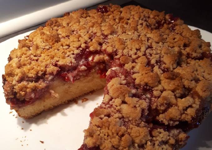 Gateau framboise et chocolat blanc façon crumble