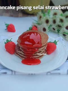 Foto resep Pancake pisang selai strawberry