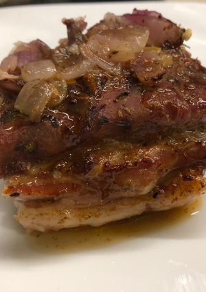 Una foto de Pechito de cerdo con salsa barbacoa