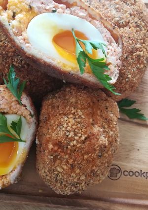 A picture of Smoked Salmon Scotched Eggs.