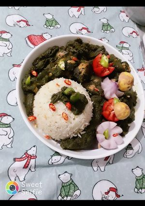 A picture of Mountain zeera Rice with Spinach garden.