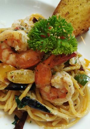 รูปของ สปาเก็ตตี้เป๊ปเป้อร์กุ้ง