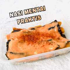 A picture of Nasi mentai hemat simple mudah praktis enak.