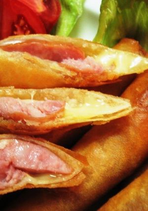A picture of Easy Spring Rolls with Cheese and Wieners.