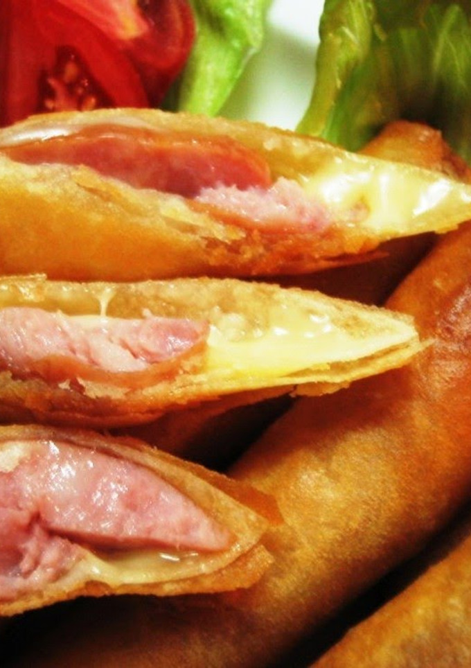 A picture of Easy Spring Rolls with Cheese and Wieners.