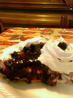 A picture of Blue Berry cheese cake.