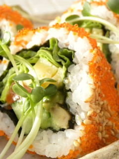A picture of California Rolls.