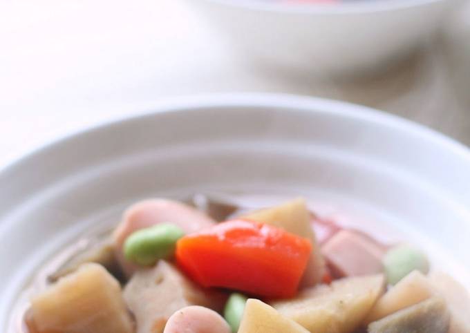 How to Make Any-night-of-the-week Fish Sausage Noppe&#39;i Soup with Plenty of Root Veggies