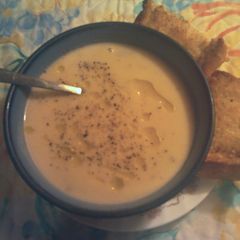 A picture of Mark's Creamy Potato and Cauliflower Soup.