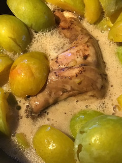 A picture of California Farm Greengage Plum Rabbit Stewed in Beer.
