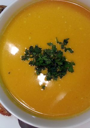 A picture of 'V' Sweet potato and chilli soup.