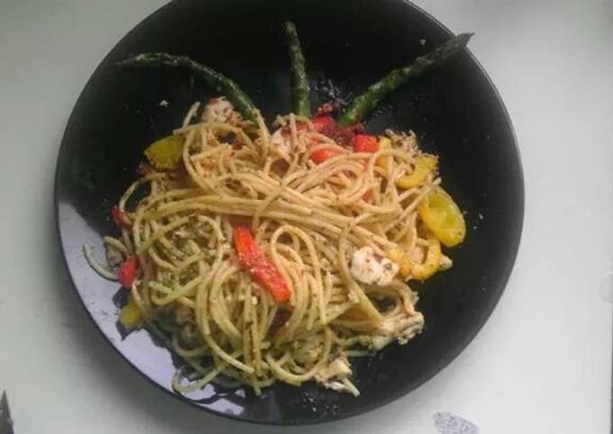 Recipe of Homemade Pan fried chicken and pasta