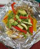 Pescado empapelado con verduras