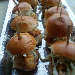 A picture of SOUTHERN chicken sliders with Carolina coleslaw!.