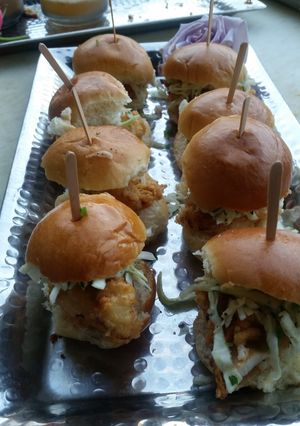 A picture of SOUTHERN chicken sliders with Carolina coleslaw!.